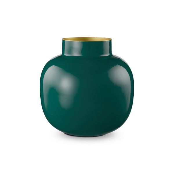 Pip Studio Vase Metal Round Dark Green 10cm | Allium Interiors