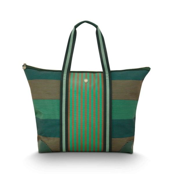 Pip Studio Tote Bag Tilda Stripe Green Large | Allium Interiors