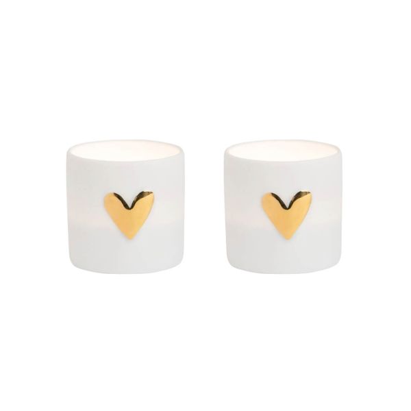 Räder Tealight Mini Set of 2 Gold Heart | Allium Interiors