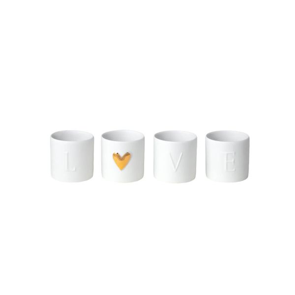 Räder Tealight Mini Set of 4 'LOVE' Gold | Allium Interiors