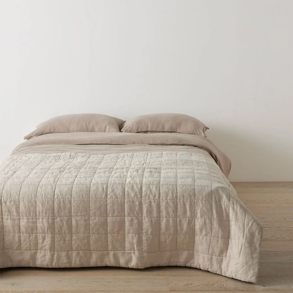 Weave Ravello Linen Coverlet Bone | Allium Interiors