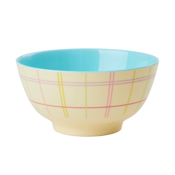Rice Melamine Bowl Two Tone Multi Check | Allium Interiors