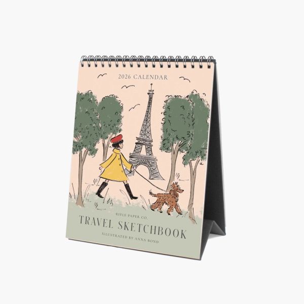 Rifle Paper 2026 Desk Calendar Travel Sketchbook | Allium Interiors