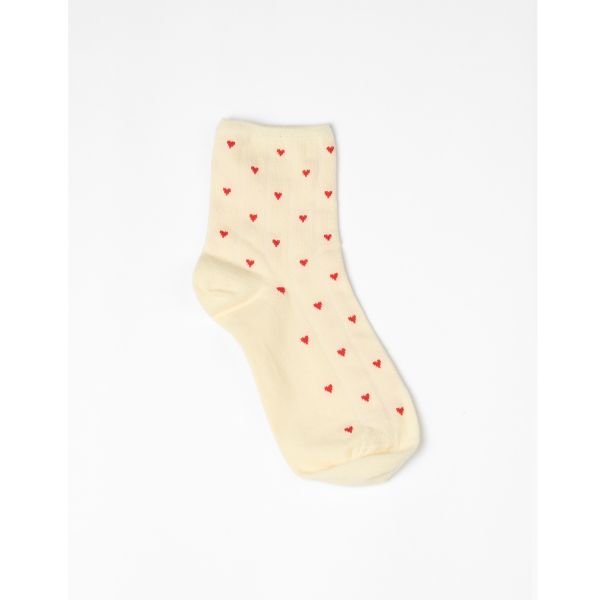 Stella+Gemma Socks Cream Red Hearts | Allium Interiors