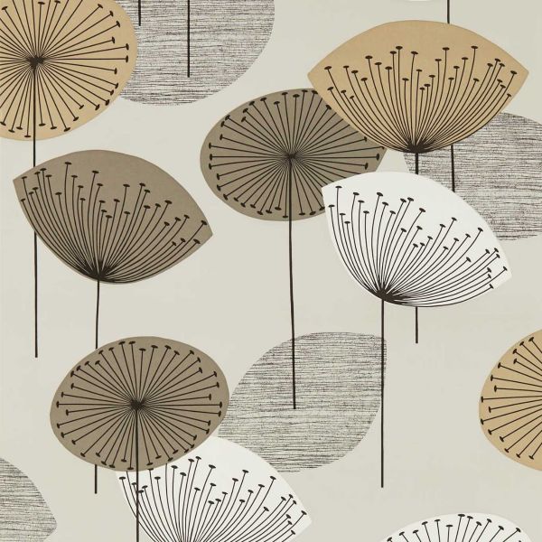 Sanderson Wallpaper Dandelion Clocks Metallic/Smoke Tree | Allium Interiors