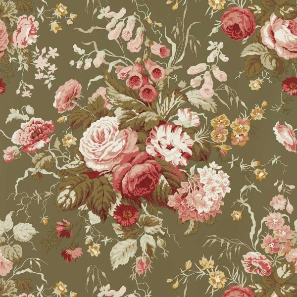 Sanderson Wallpaper Stapleton Park Olive Bengal Red | Allium Interiors