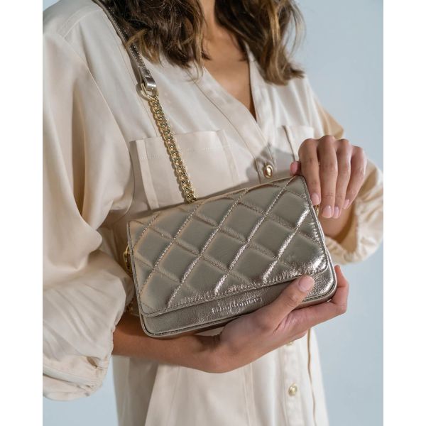 Arlington Milne Sarah Crossbody Quilted Gold | Allium Interiors