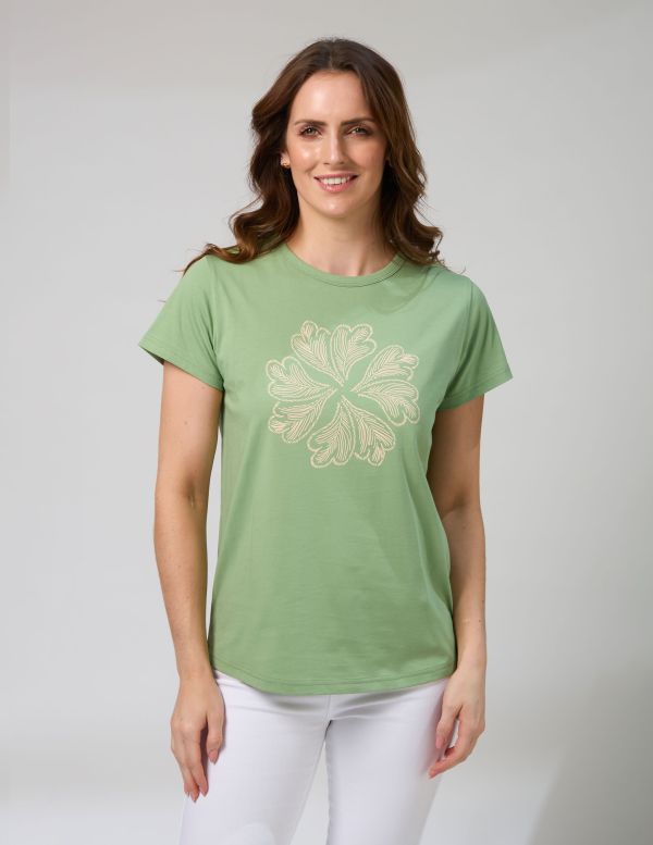Stella+Gemma T Shirt Classic Vintage Green Ibiza Bloom | Allium Interiors