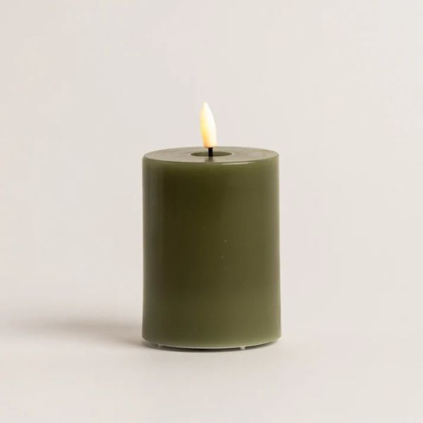 Stellar Candle LED Pillar Green 7.5 x 10cm | Allium Interiors