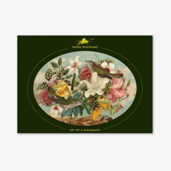 Tanya Wolfkamp Oval Placemat Set of 4 Vintage Birds | Allium Interiors