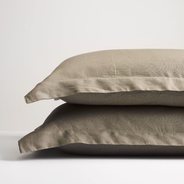 Thread Design Olive Linen Oxford Pillowcase Pair | Allium Interiors