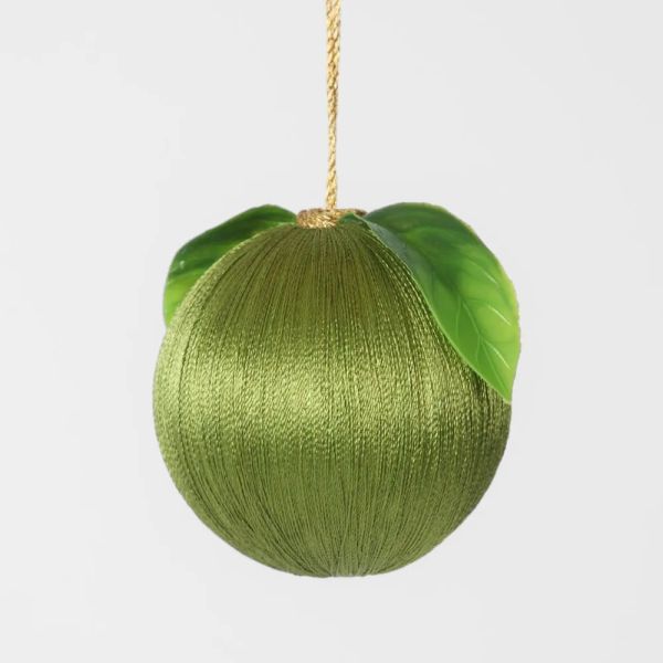 Vixen & Velvet Christmas Decoration Silk Bauble Fruit Olive Green | Allium Interiors