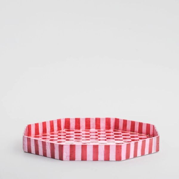 Vixen & Velvet Capiz Tray Pink & Red | Allium Interiors