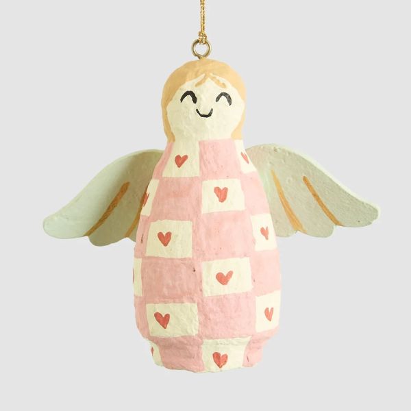 Vixen & Velvet Christmas Decoration Mache Angel Pink | Allium Interiors