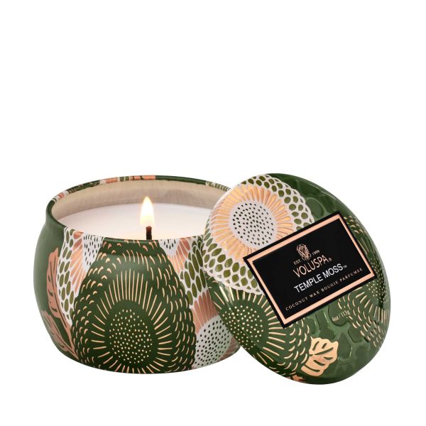 Voluspa Candle Mini Tin Temple Moss | Allium Interiors