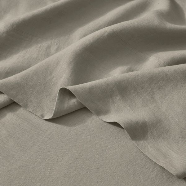Weave Ravello Linen Flat Sheet Pebble | Allium Interiors