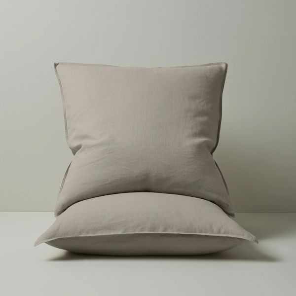 Weave Ravello Linen Euro Pillowcase Pair Pebble | Allium Interiors