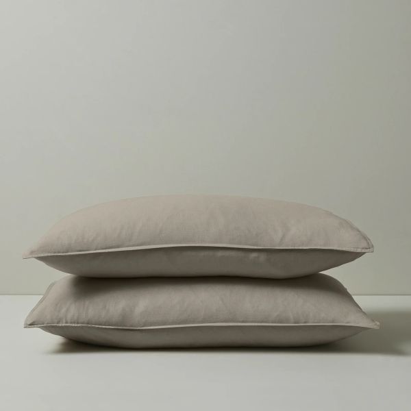 Weave Ravello Linen Standard Pillowcase Pair Pebble | Allium Interiors