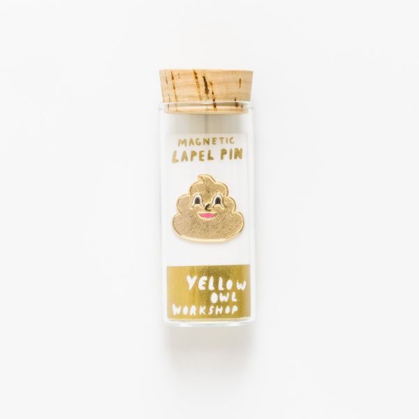 Yellow Owl Workshop Lapel Pin Gold Poo Emoji | Allium Interiors