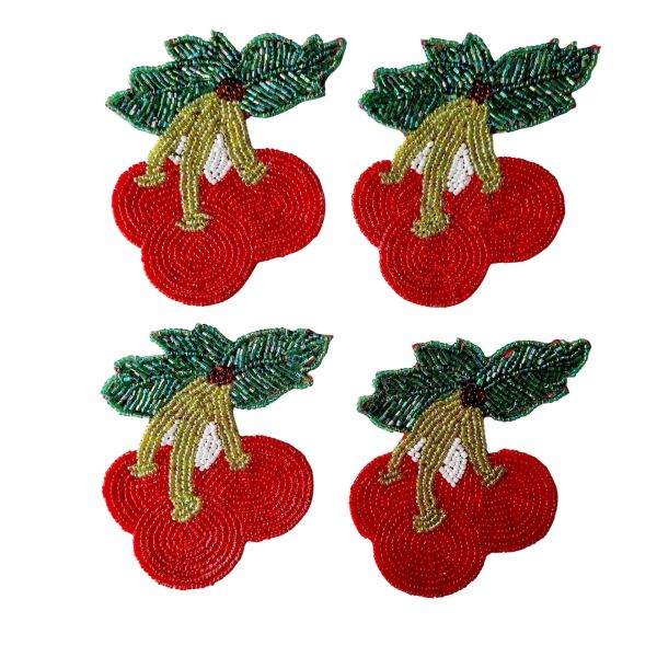 Zoda Beaded Coaster Set of 4 Cherry | Allium Interiors