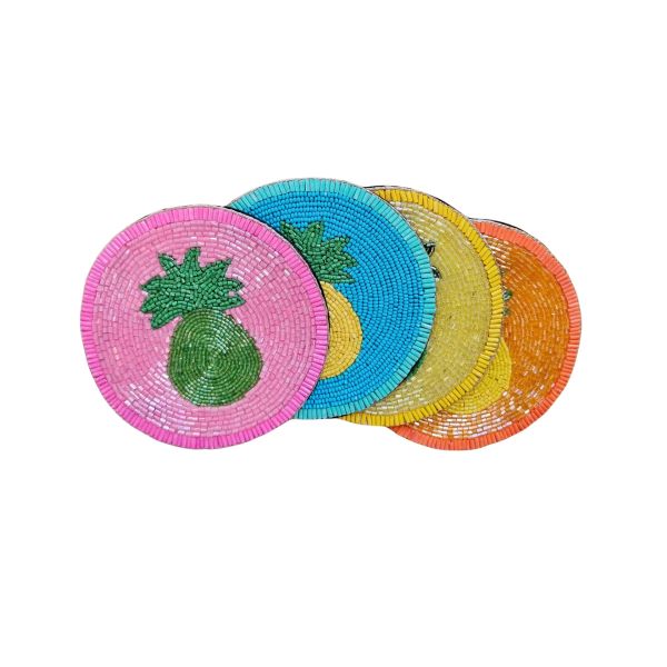 Zoda Beaded Coaster Set of 4 Pineapple | Allium Interiors