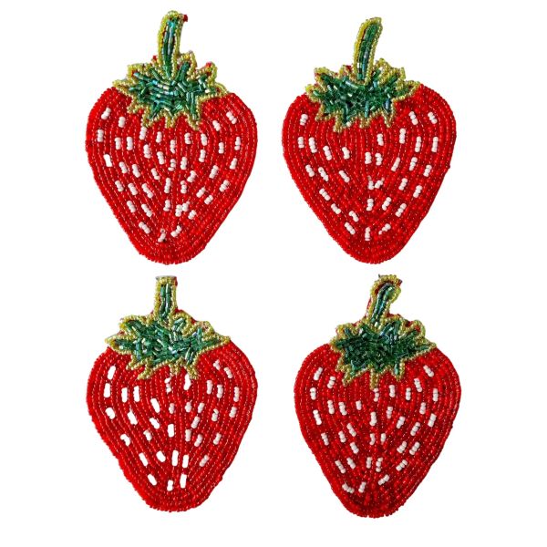 Zoda Beaded Coaster Set of 4 Strawberry | Allium Interiors