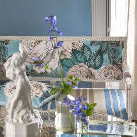 John Derian Fabric The Rose Swedish Blue