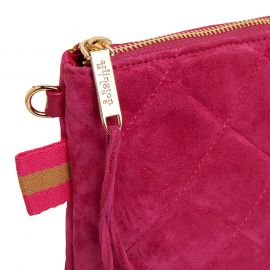 Arlington Milne Alexis Cross Body Quilted Hot Pink Suede