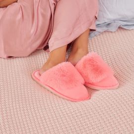 Annabel Trends Cosy Luxe Slippers Coral Pink