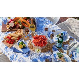 Annabel Trends Linen Tablecloth Seafood Blue Medium