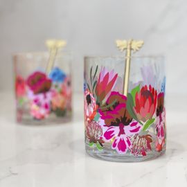 Nel Lusso Botanic Blooms Glass Set of 4