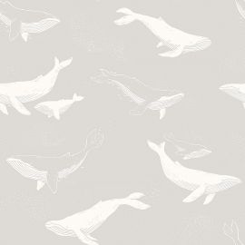 Borastapeter Wallpaper Whales Grey