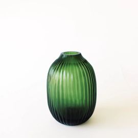 Brian Tunks Cut Glass Vase Pod Leaf
