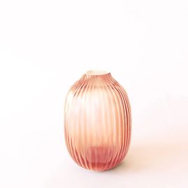 Brian Tunks Cut Glass Vase Pod Peach