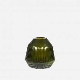 Brian Tunks Cut Glass Vase Conical Mini Olive