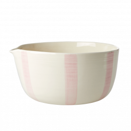 Rice Ceramic Bowl Soft Pink Stripe