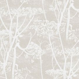 Cole And Son Fabric Cow Parsley Linen White & Taupe