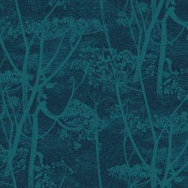 Cole And Son Fabric Cow Parsley Velvet Petrol & Ink