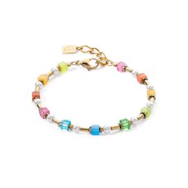 COEUR de LION Bracelet Mini Geocube & Pearls Gold Rainbow