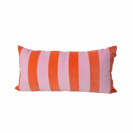 Rice Velvet Cushion Stripes Orange/Pink
