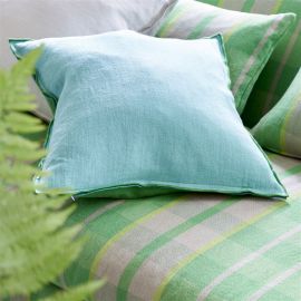 Designers Guild Cushion Brera Lino Emerald & Capri