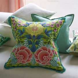 Designers Guild Cushion Brocart Decoratif Embroidered Lime