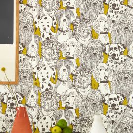 Scion Wallpaper Doggy Day Care Mustard