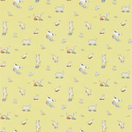 Sanderson Wallpaper Dogs in Clogs Yellow