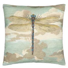 John Derian Cushion Dragonfly Over Clouds Sky Blue