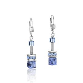 COEUR de LION Earrings Geocube Sodalite & Haematite Blue