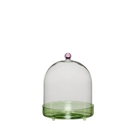 Hübsch Glass Dome Flora Green/Pink