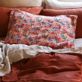 George Street Linen Pillowcase Pair Kookaburra Mist Rose