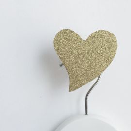 Knobbly. Wall Hook Heart Glitter Gold