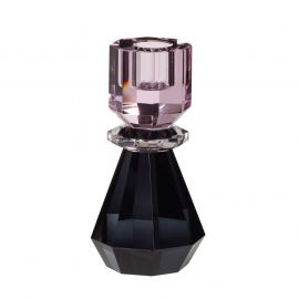 Hübsch Crystal Candle Holder Pink & Smoke Medium